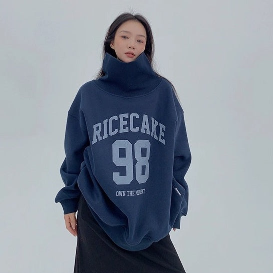 Turtleneck Number Logo Oversize Sweat OS2069