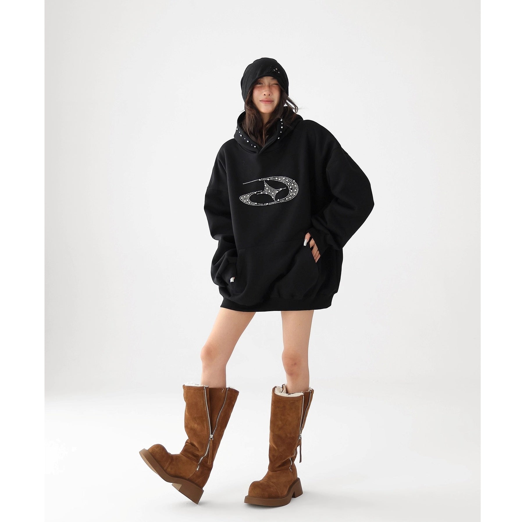 Bead Stitch Loose Sweat Hoodie AC7015