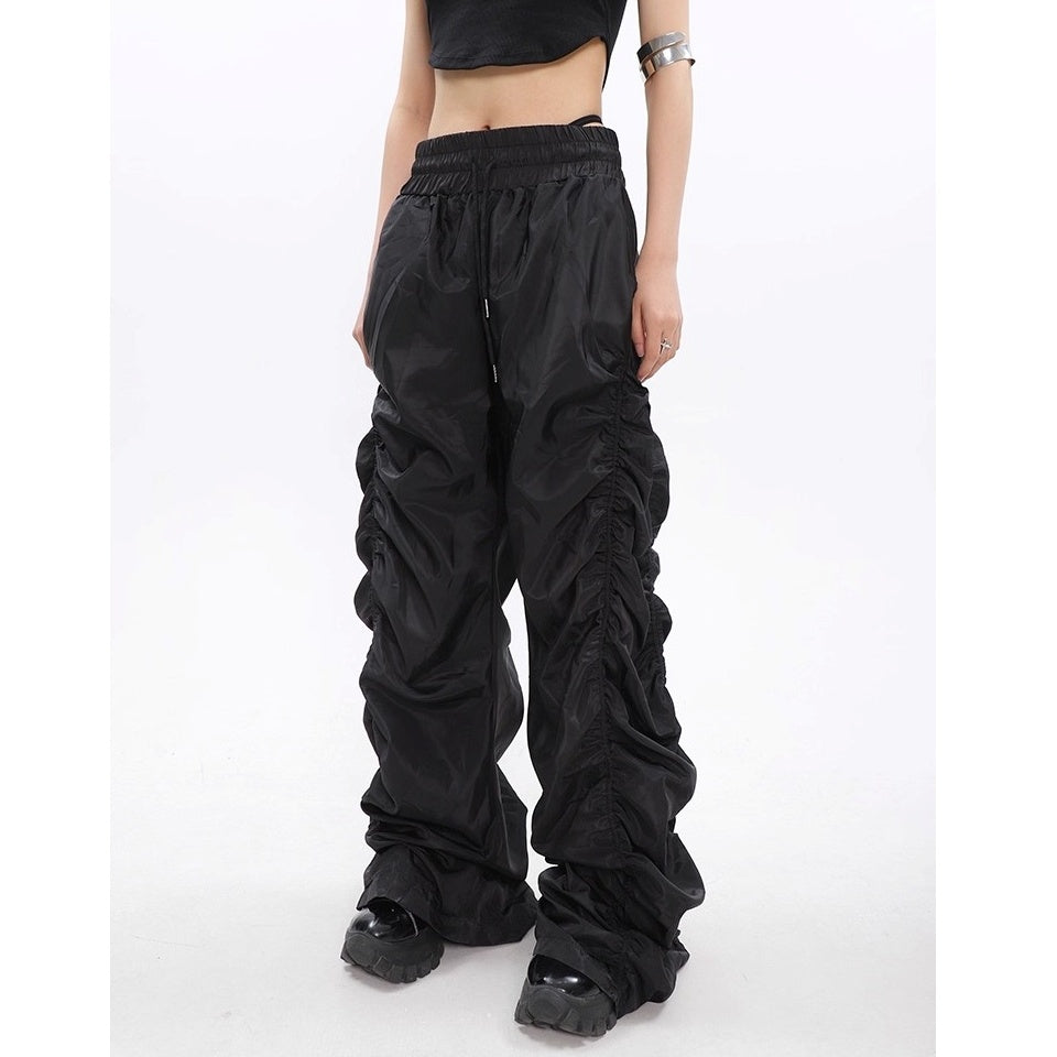 Side Gather High-waisted Loose Long Pants MW10256