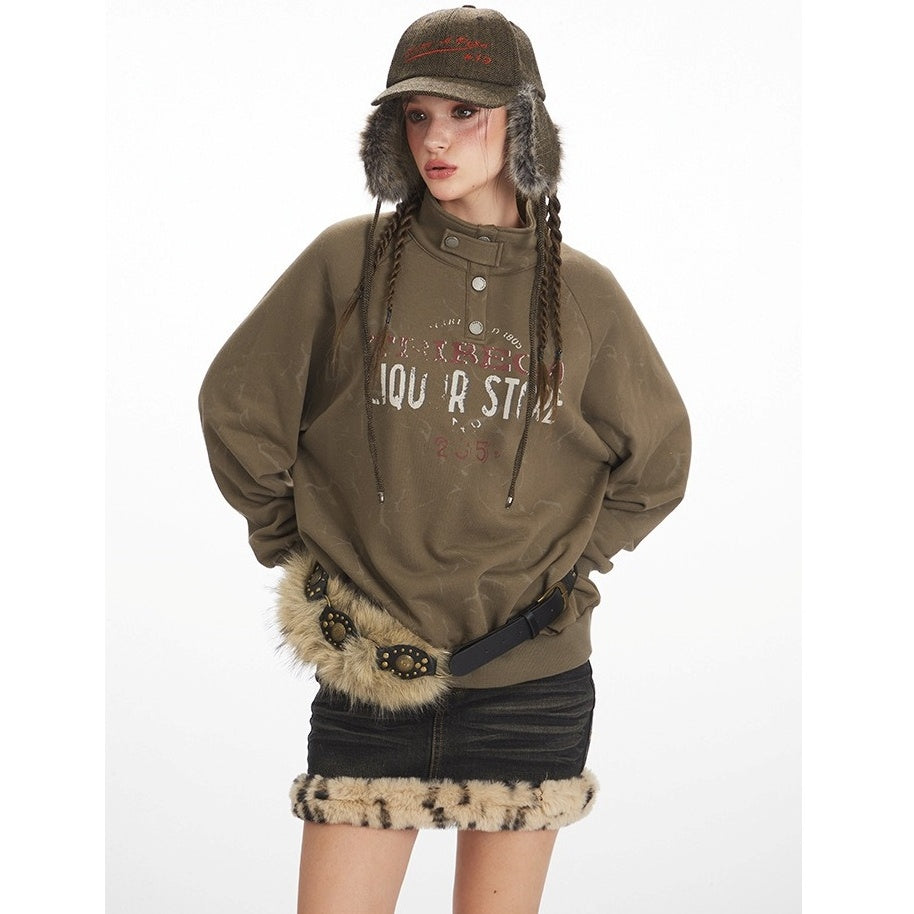 Mock Neck Print Sweat NR7007