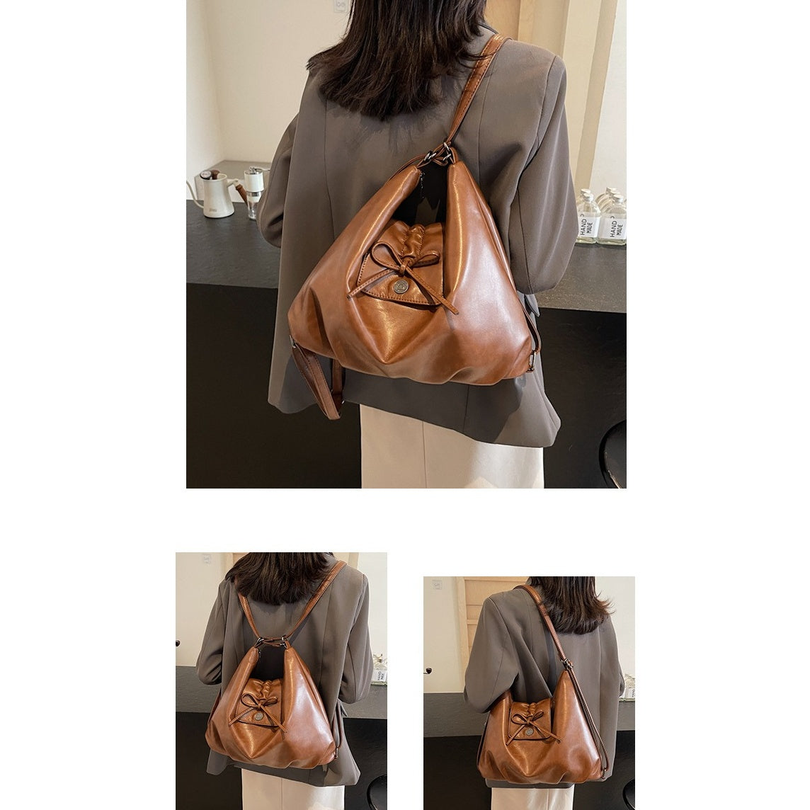 Vintage Like PU Leather Shoulder Bag BA045