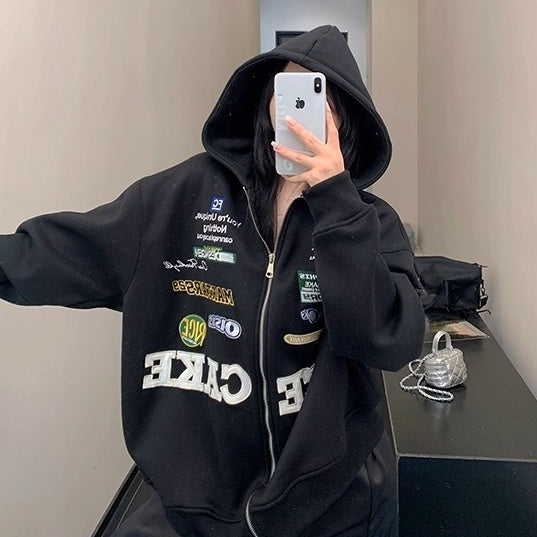 Racing Style Embroidery Hooded Jacket OS2047
