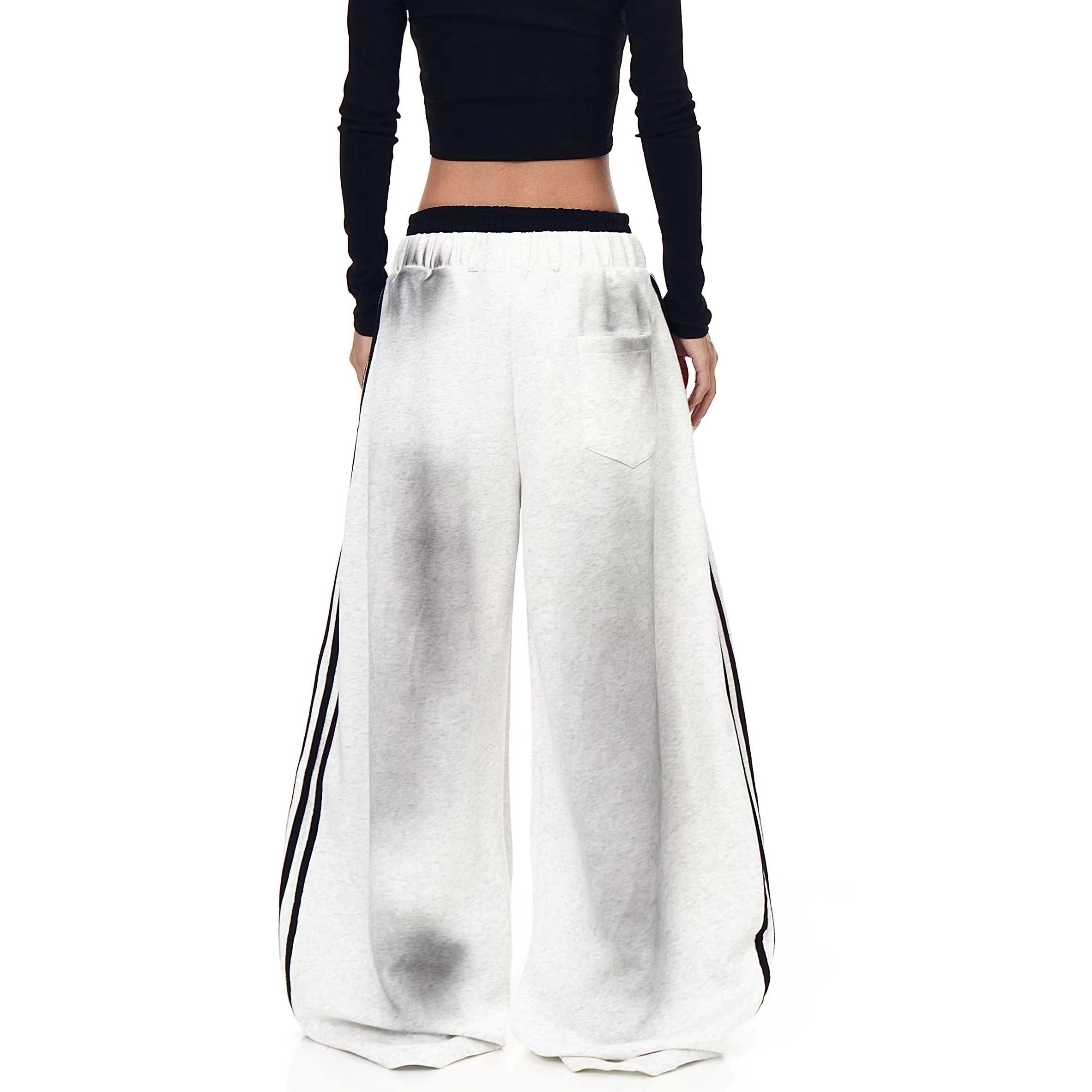 Double-waist Smuge Letter Printed Sweat Pants MW10385