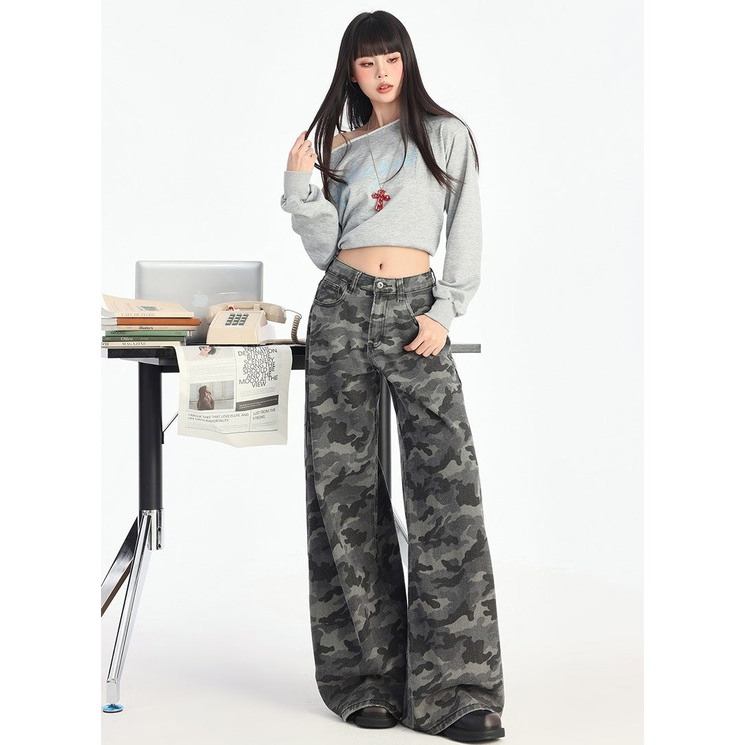 Camouflage Loose Straight Pants MW10162