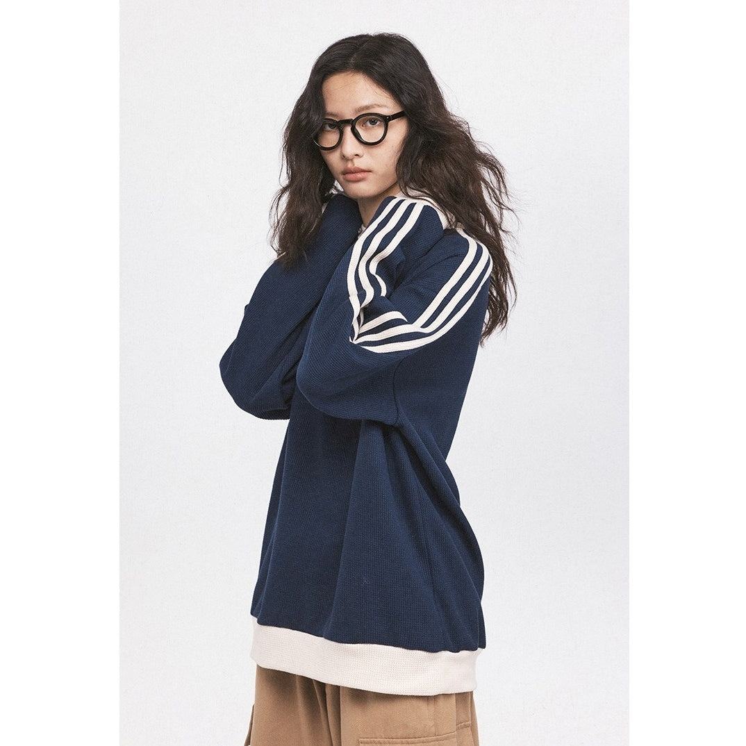 Line Sleeve Waffle Long Sleeve T-Shirt HH7001
