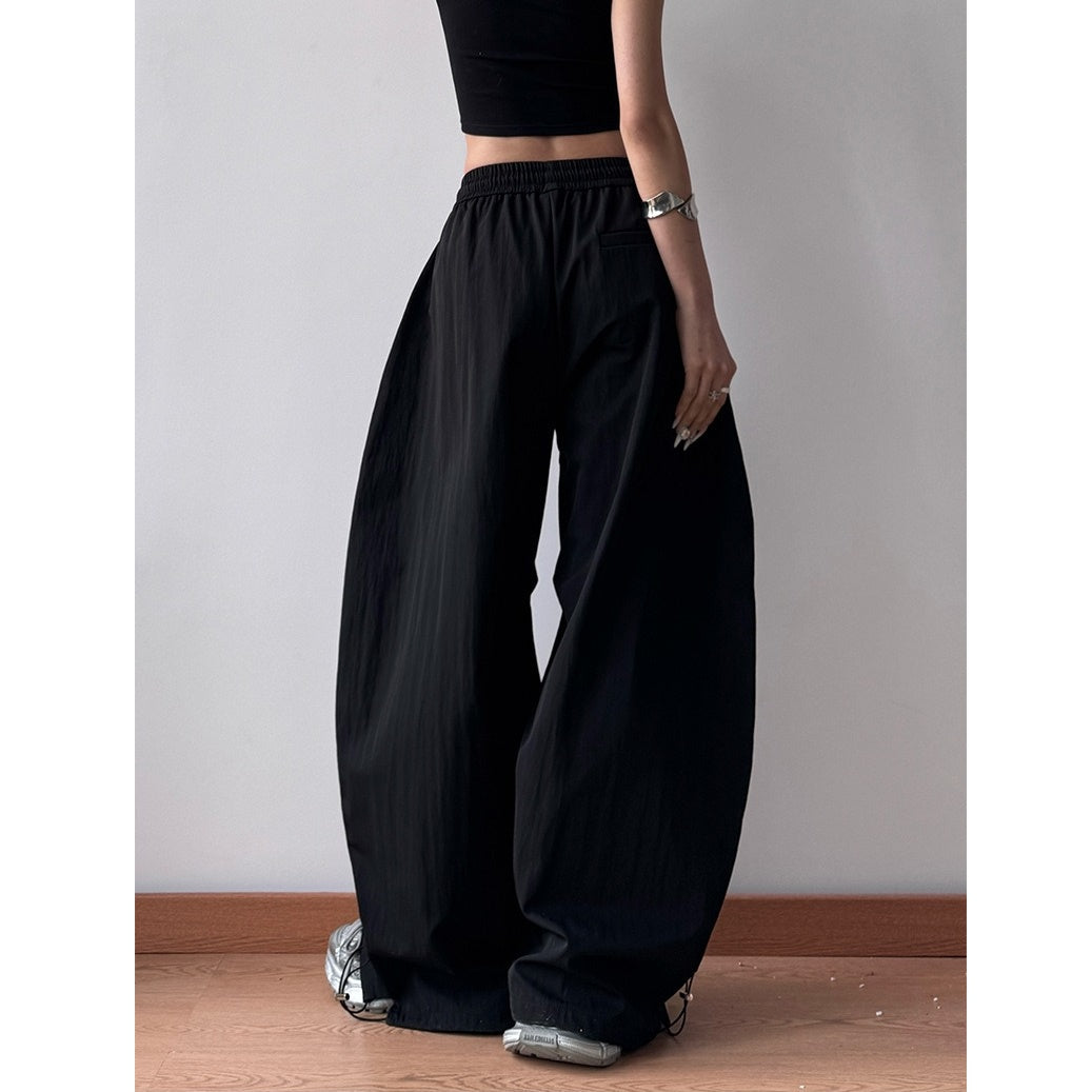 Letter Embroidery Pleated Paratrooper Curve Pants MW10169