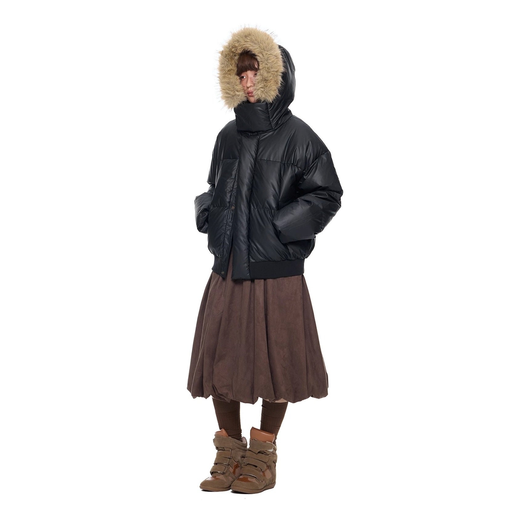 Volume Fur Collar Hooded Down Jacket EZ295