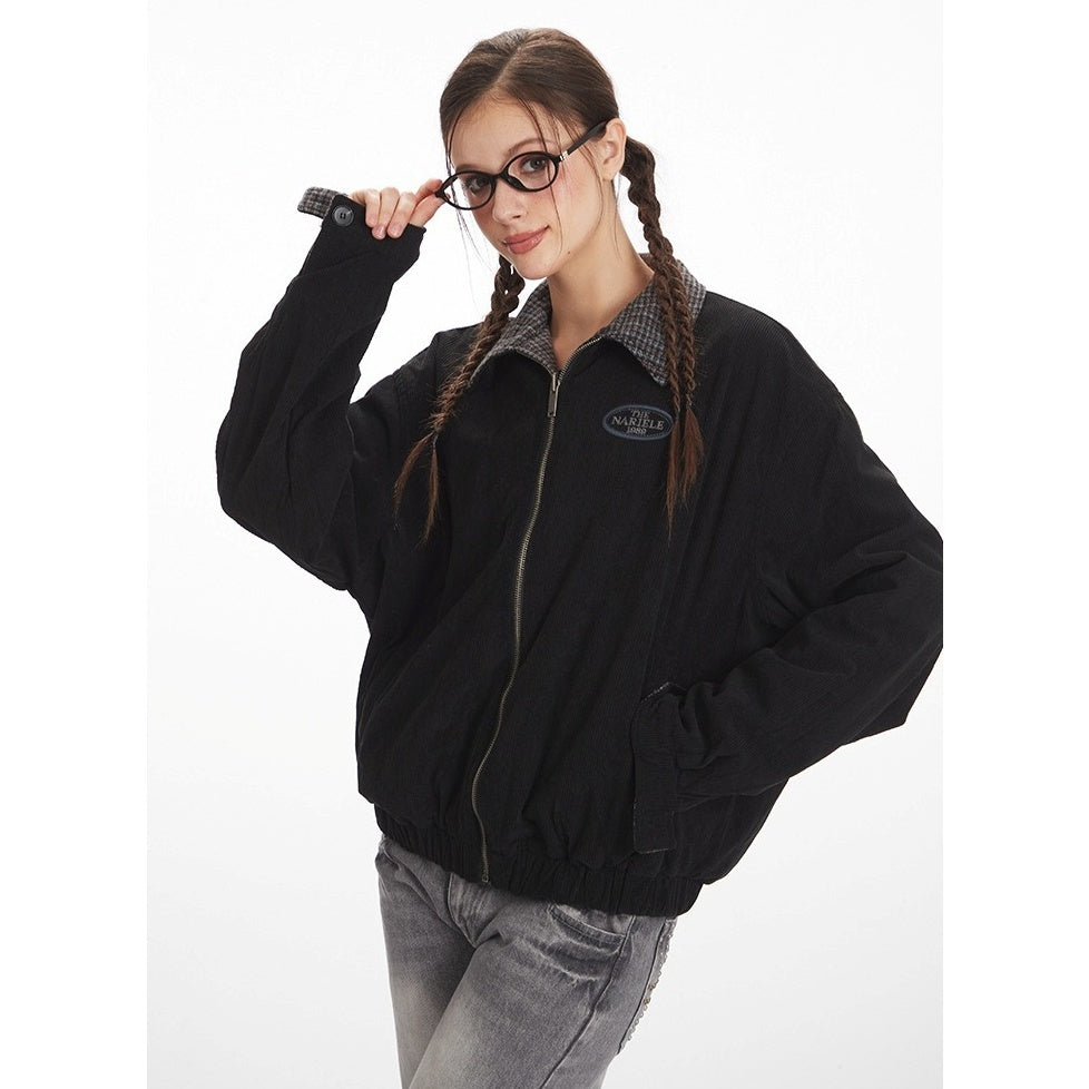 Reversible Contrast Plaid Zip Jacket NR7001