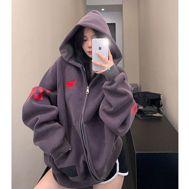 Numbering Loose Raglan Hooded Jacket OS2044