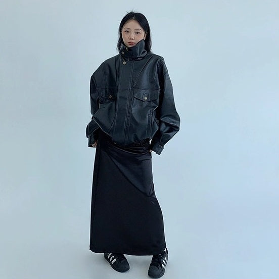 PU Leather Wide Silhouette Biker Jacket OS2024