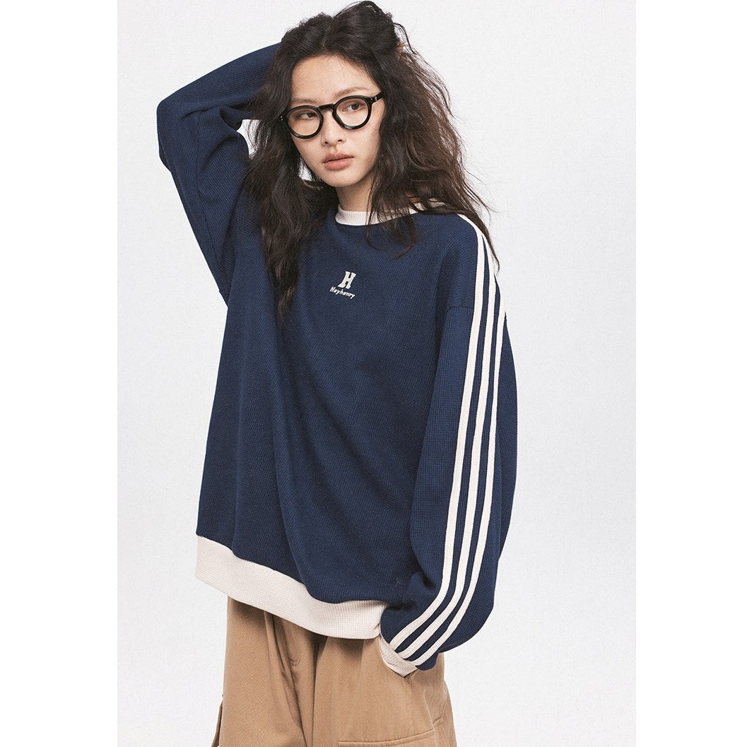 Line Sleeve Waffle Long Sleeve T-Shirt HH7001
