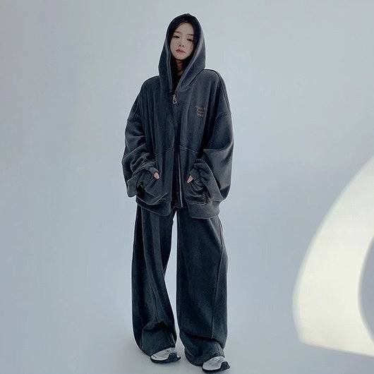 【上下別売り】Relaxed Simple Fleece Hooded Jacket ＆ Pants Set-up OS2077