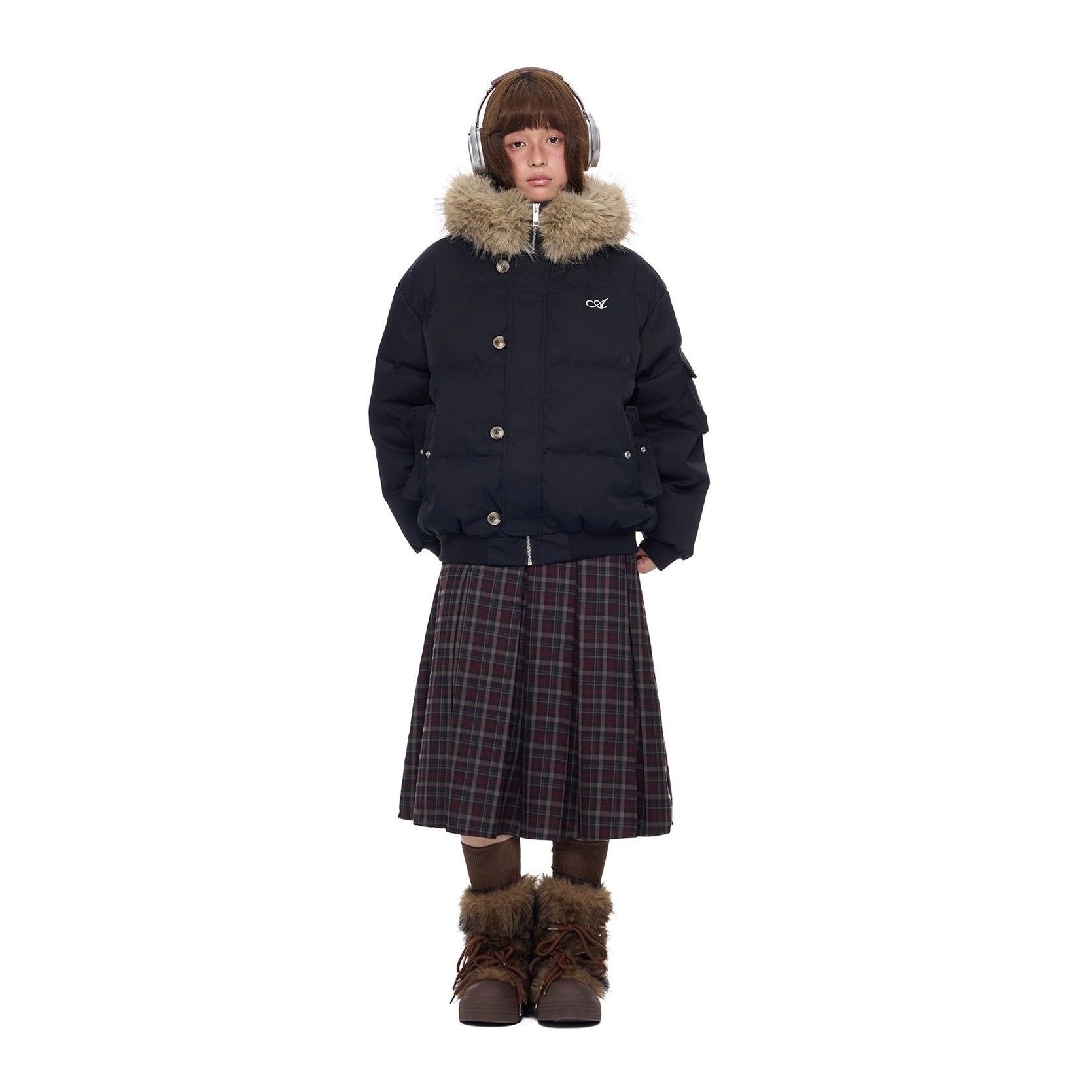 Large Fur Collar Hooded Down Jacket EZ301