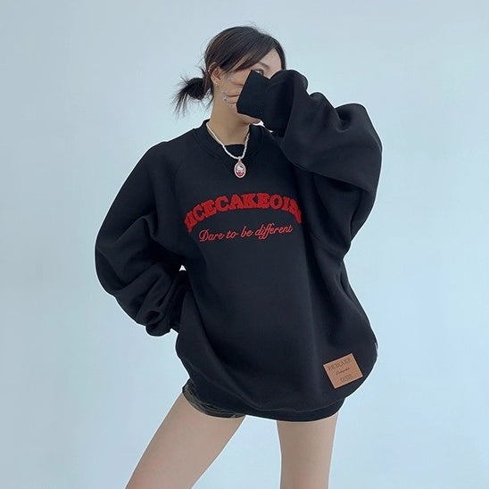 Embroidered Crew Neck Oversize Sweat OS2049