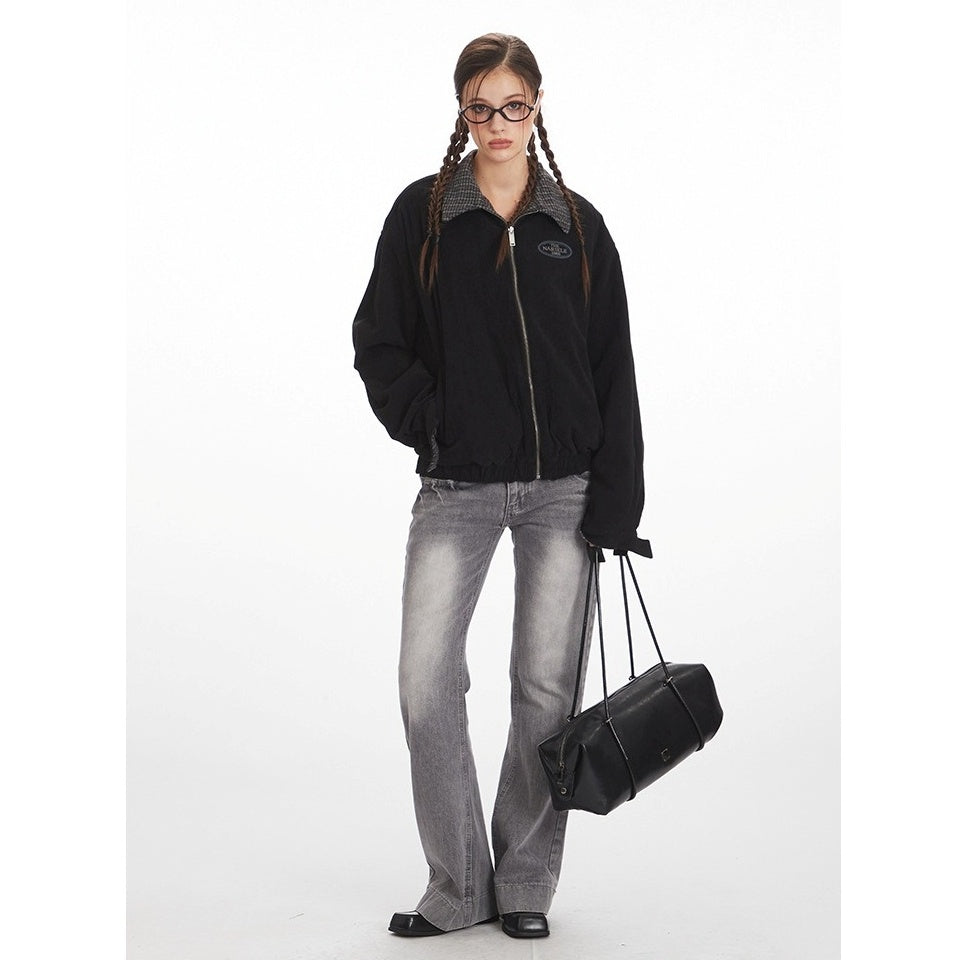 Reversible Contrast Plaid Zip Jacket NR7001