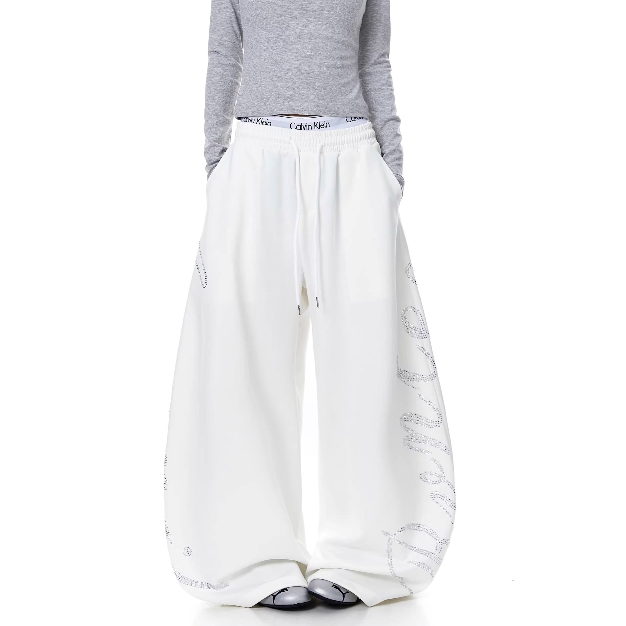 ラインストーンスウェットパンツ MW10331