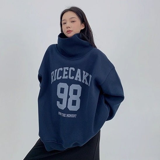 Turtleneck Number Logo Oversize Sweat OS2069