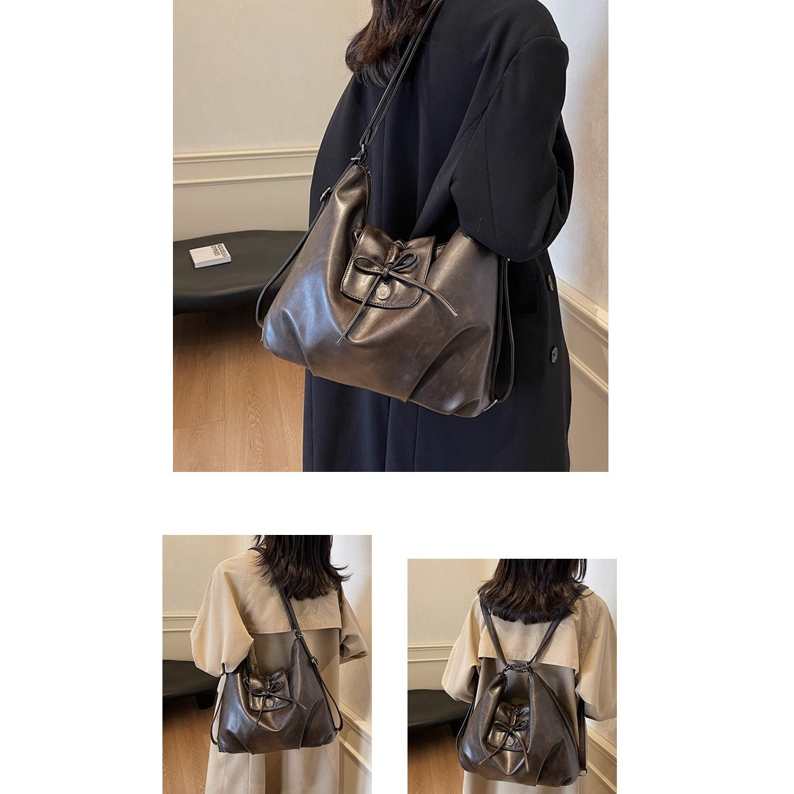 Vintage Like PU Leather Shoulder Bag BA045
