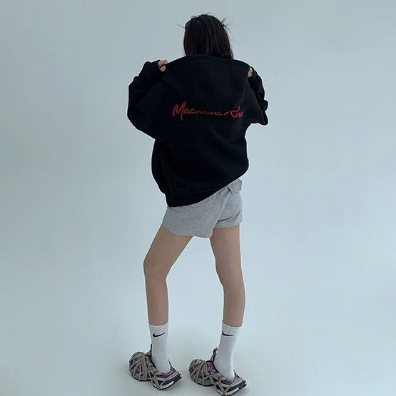 Embroidery Loose Vintage Short Hooded Jacket OS2027