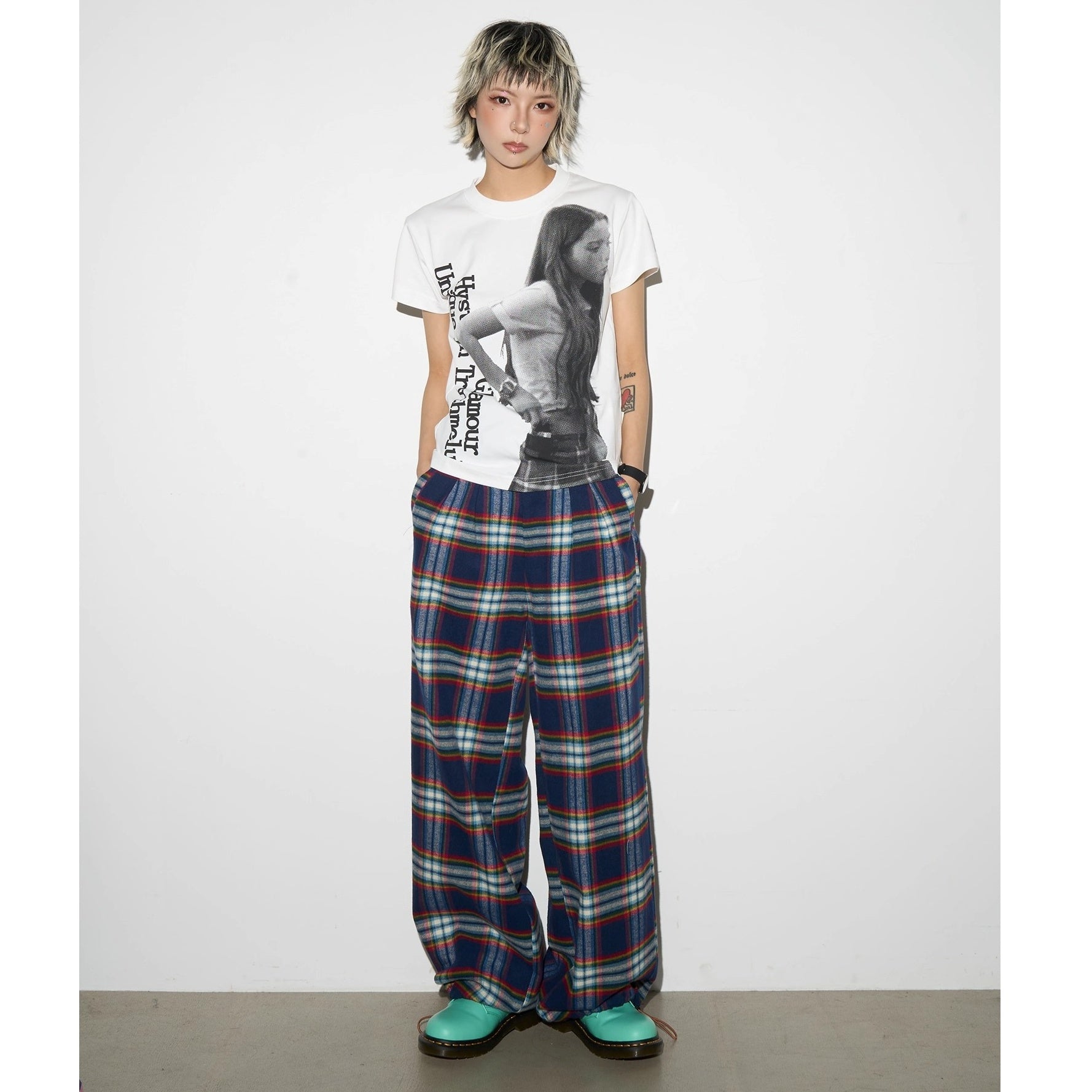 Portrait Letter Print Slim T-shirt MN9019