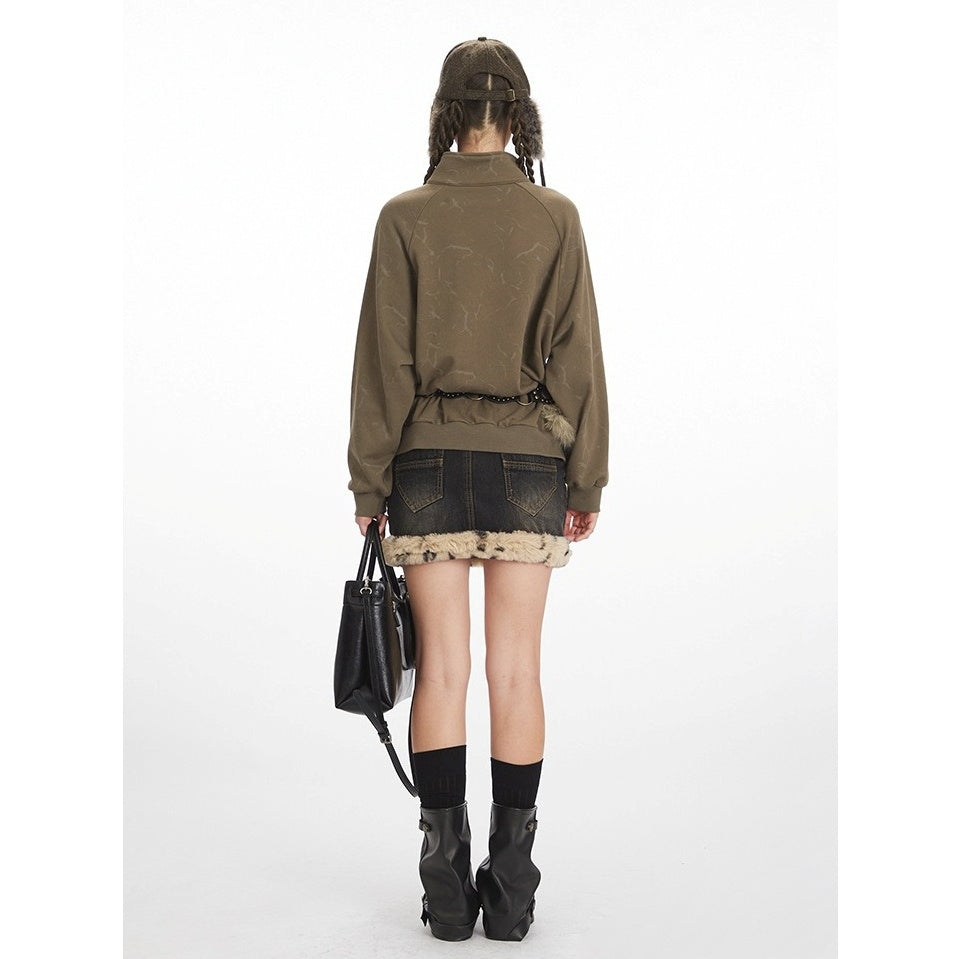 Mock Neck Print Sweat NR7007