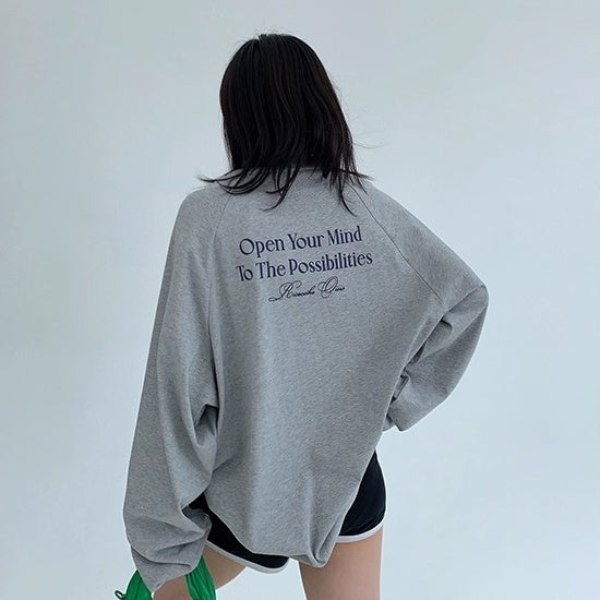 Relaxation Lazy Letter Print Long-sleeved T-shirt OS2036