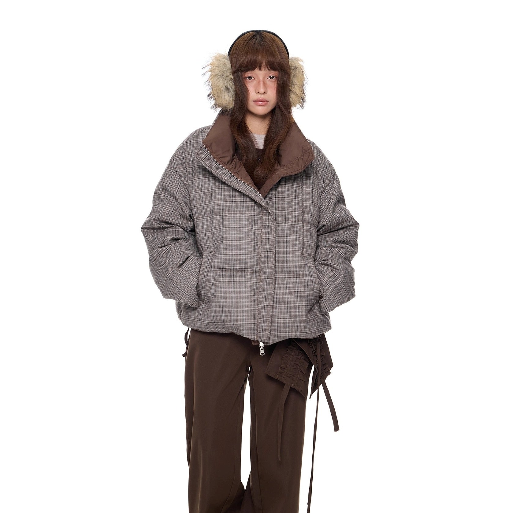 Reversible Plaid Down Jacket EZ299