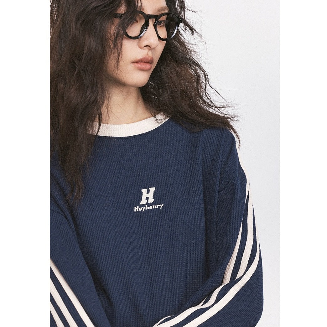 Line Sleeve Waffle Long Sleeve T-Shirt HH7001