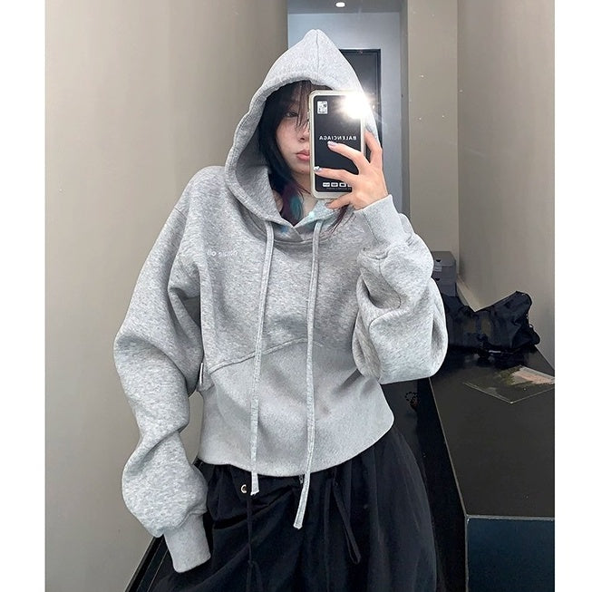 Washed Distressed Cropped Hoodie OS2023