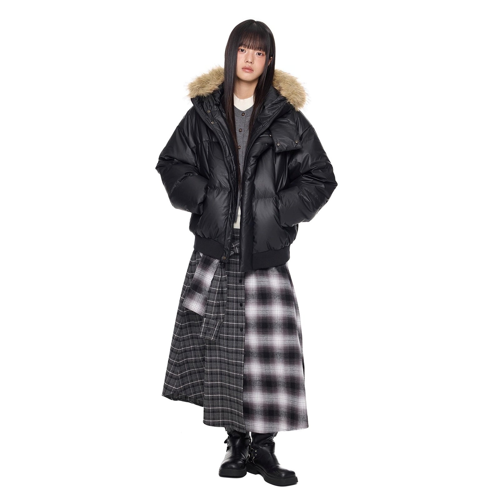 Volume Fur Collar Hooded Down Jacket EZ295