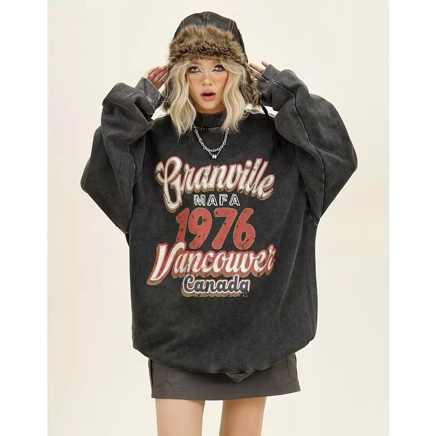 Three-bar Distressed Letter Print Sweat MW10382
