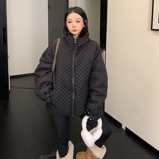 Diamond Lattice Quilting Light Hooded Down Jacket OS2076