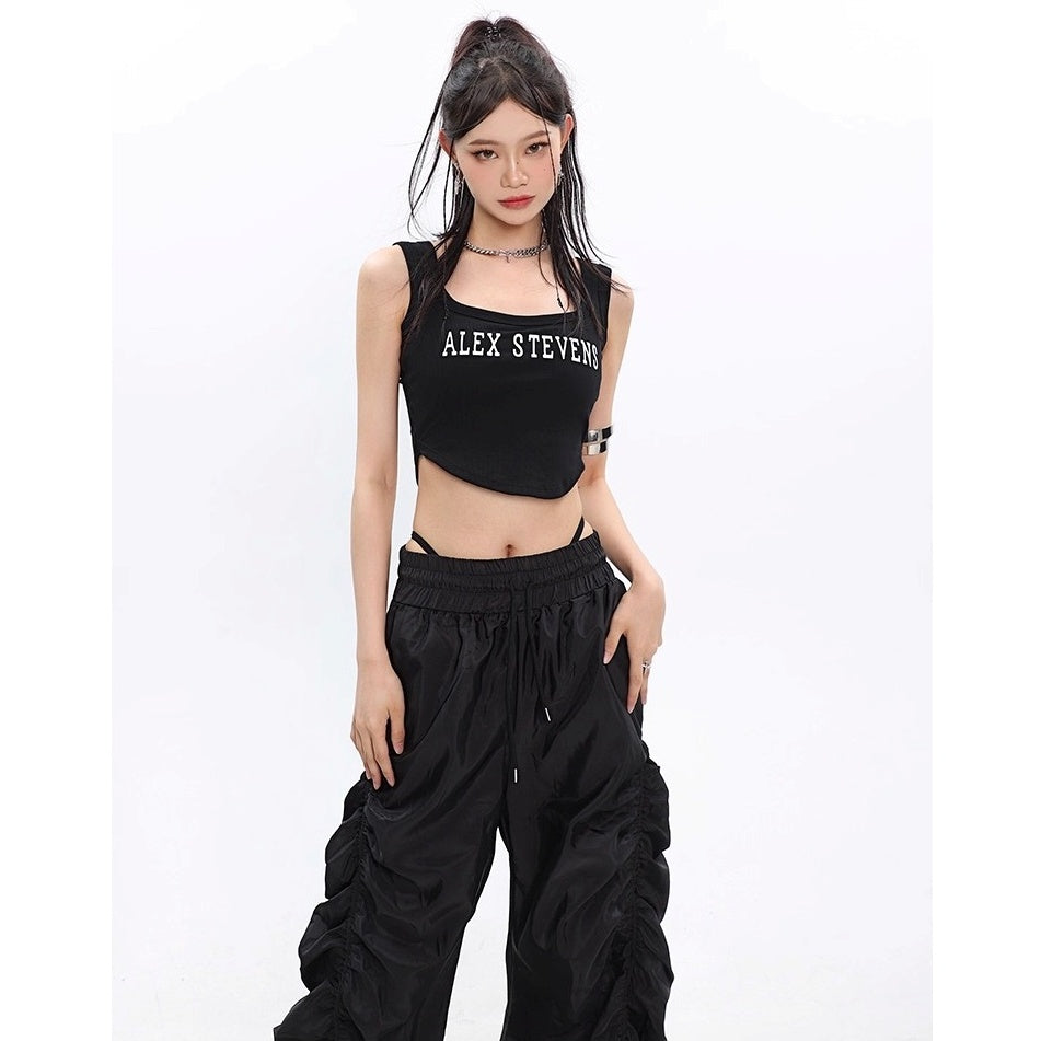 Side Gather High-waisted Loose Long Pants MW10256
