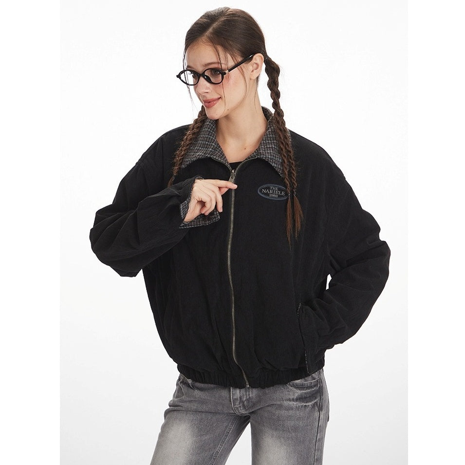 Reversible Contrast Plaid Zip Jacket NR7001