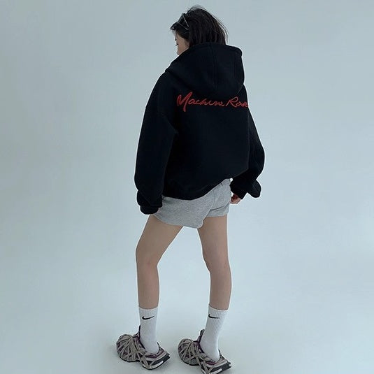 Embroidery Loose Vintage Short Hooded Jacket OS2027