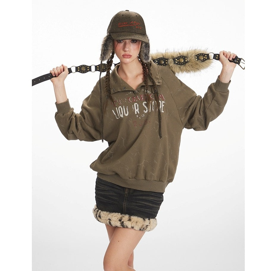 Mock Neck Print Sweat NR7007