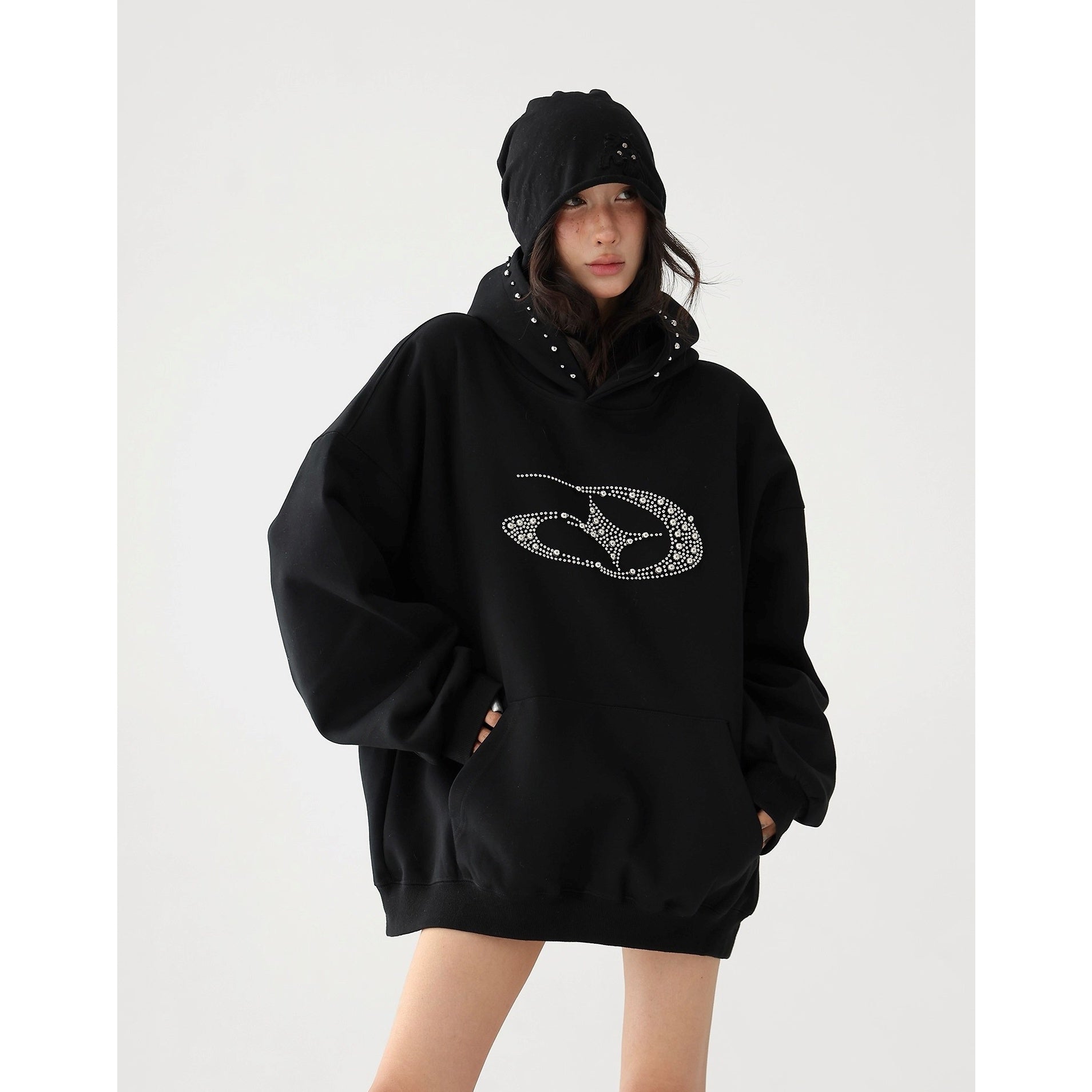 Bead Stitch Loose Sweat Hoodie AC7015