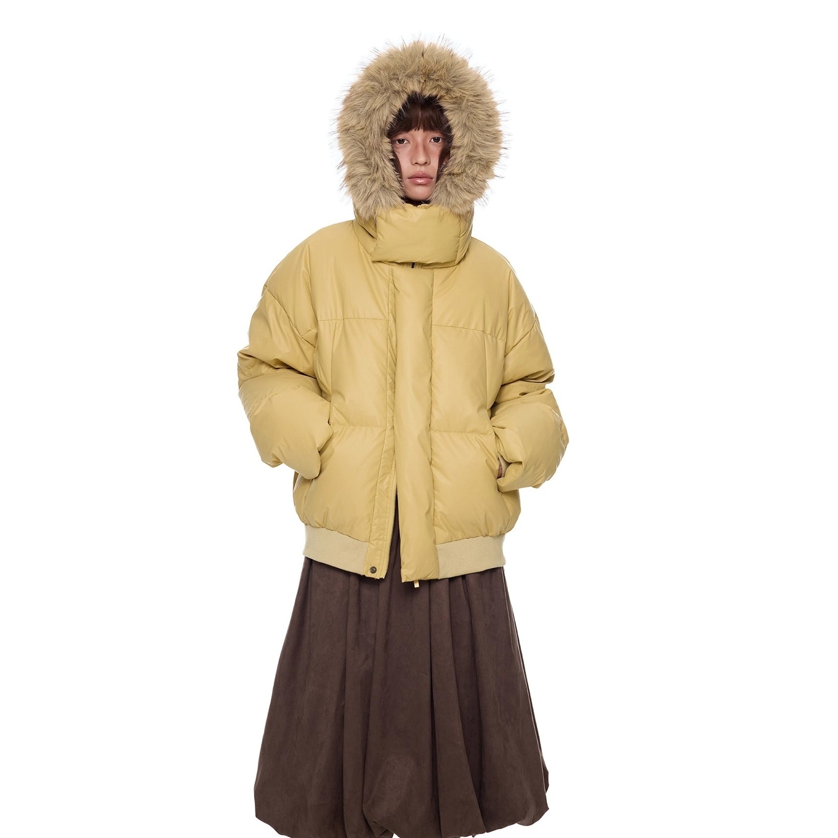 Volume Fur Collar Hooded Down Jacket EZ295