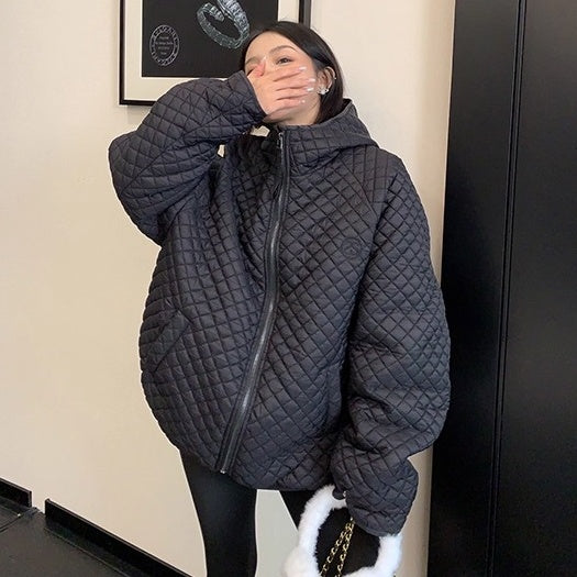 Diamond Lattice Quilting Light Hooded Down Jacket OS2076