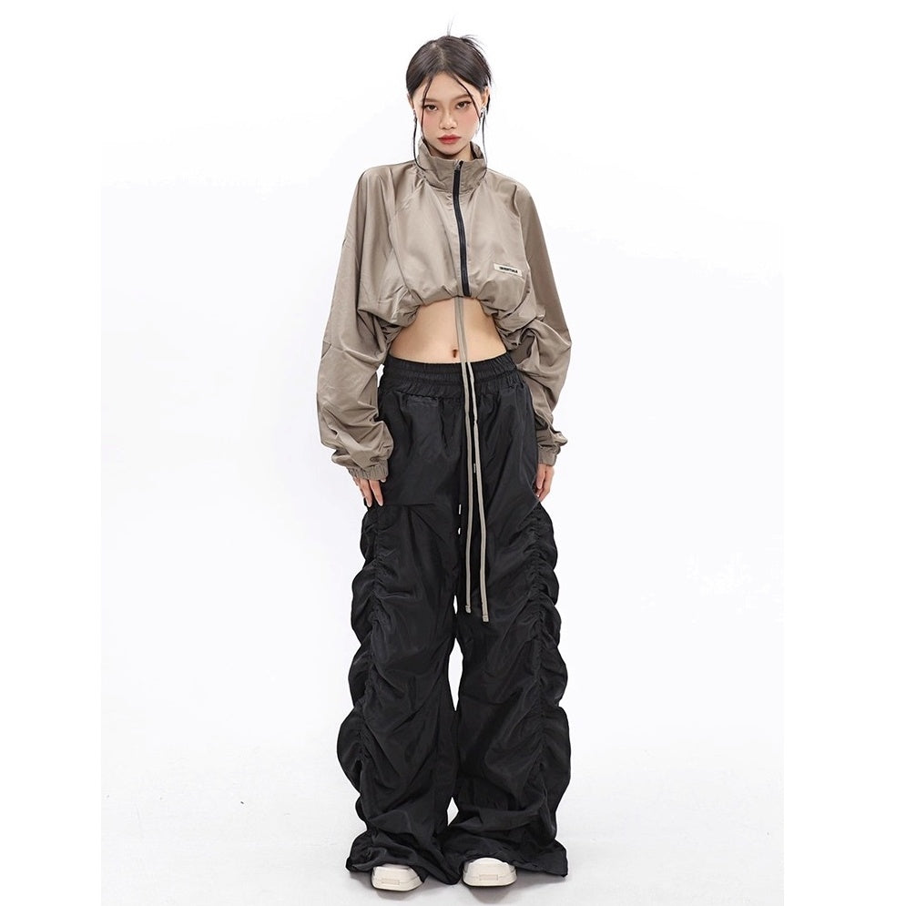 Side Gather High-waisted Loose Long Pants MW10256