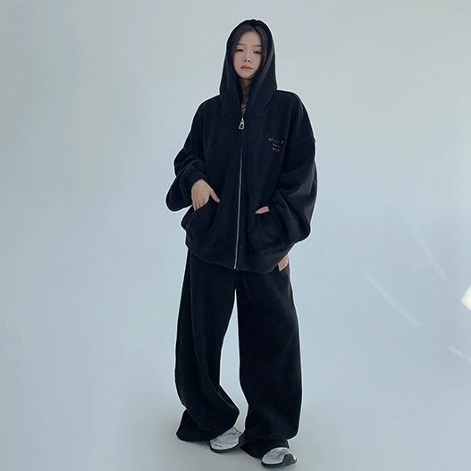 【上下別売り】Relaxed Simple Fleece Hooded Jacket ＆ Pants Set-up OS2077
