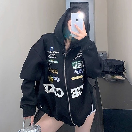 Racing Style Embroidery Hooded Jacket OS2047