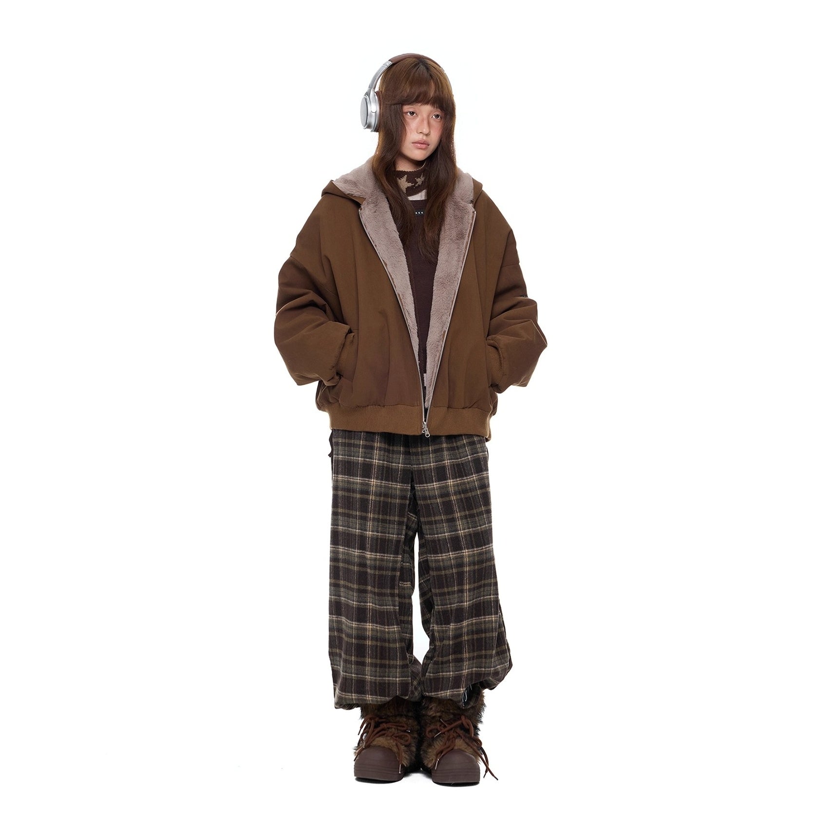 Imitation Fur Casual Hooded Jacket EZ244
