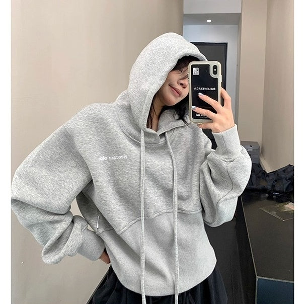 Washed Distressed Cropped Hoodie OS2023