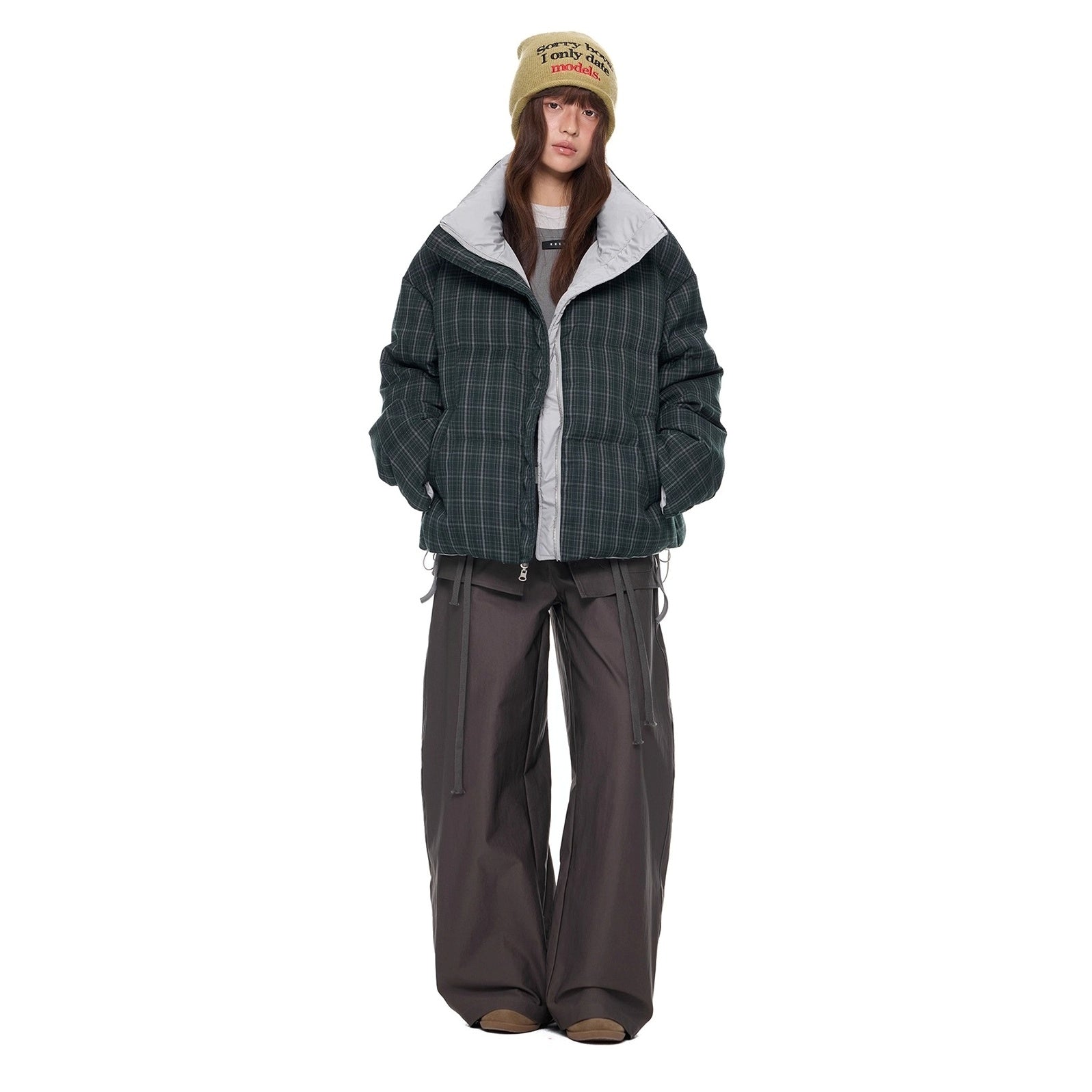 Reversible Plaid Down Jacket EZ299