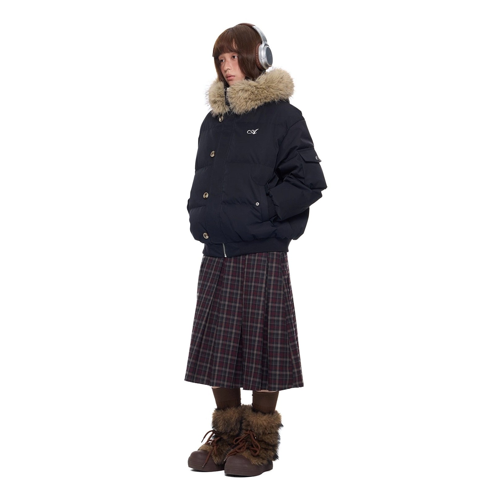 Large Fur Collar Hooded Down Jacket EZ301