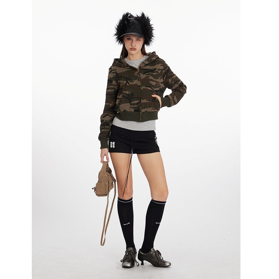 Camouflage Cropped Hooded Jacket NR7010