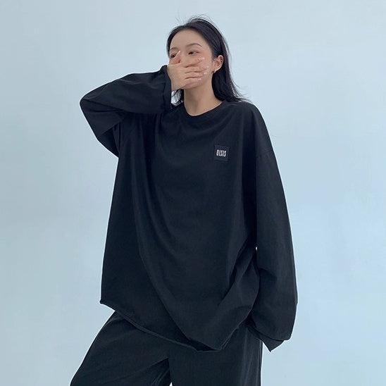 【上下別売り】Tag Design Long-sleeved T-shirt & Loose Casual Pants Set-up OS2033