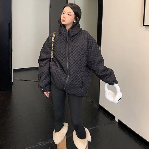 Diamond Lattice Quilting Light Hooded Down Jacket OS2076