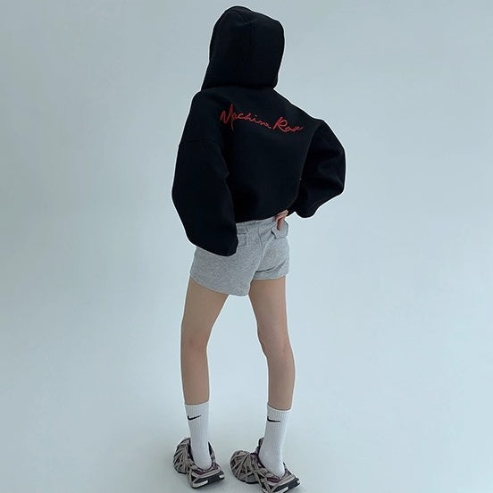 Embroidery Loose Vintage Short Hooded Jacket OS2027